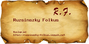Ruzsinszky Folkus névjegykártya